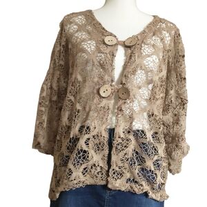 Serengeti Crochet Cardigan in Tan